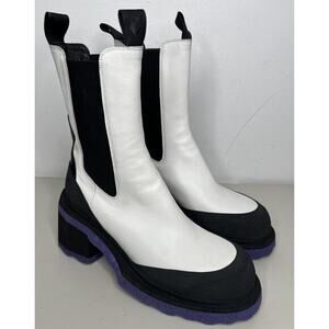 New Off-White Sponge Chelsea White Black Violet Boots Made In Italy Size 39